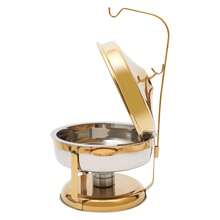 CNCEST Chafing Dish Set For Buffet, 9L/9.5Qt Stainless Steel Chafing Dish Buffet Servers Warmers With Circular Hanging Cap,Buffet Round Chafing Food Pan Buffet Warmers For Party Restaurant Hotel (Gold) - Gold - View 12