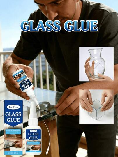 JUE FISH High Strength Glass Glue, Fast Drying, Quick Bonding, Waterproof, Reliable, Specially Designed For Bonding Glass. Transparent Super Glue For Repairing Cracks And Fissures On Fish Tanks, Coffee Tables, Flower Pots, Automotive Windshields, Windows