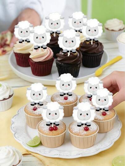 24 chiếc que cắm bánh cupcake hình cừu cho lễ Eid Al-Adha, đồ trang trí bánh cupcake hình cừu Eid Al-Adha, đồ trang trí bánh cupcake hình cừu, đồ trang trí bánh cupcake bằng giấy, que cắm bánh hình cừu dễ thương cho lễ Eid Al-Adha, đồ trang trí bánh hình cừu bằng giấy, không cần điện, không có lông vũ, thích hợp cho các lễ hội Hồi giáo.