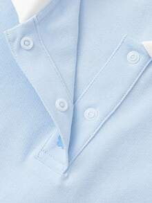 Balabala Áo Polo nữ mùa hè 2026, áo tay ngắn dễ thương, chất liệu cotton mềm mại thoáng khí, thích hợp mặc hàng ngày. - màu xanh băng - Xem 3