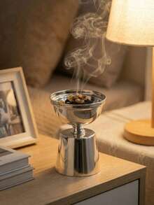 Bộ 1 lư hương/giá đỡ hương bằng kim loại bạc sang trọng, phụ kiện trang trí bàn tiệc cưới, có thể dùng như máy khuếch tán tinh dầu, lò đốt hương, trang trí nhà cửa, phòng ngủ, phòng khách (làm vật trang trí trung tâm), văn phòng, phòng tập yoga và các bữa tiệc, tạo không gian trang nhã. - Nhiều màu - Xem 10