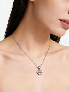 Collar colgante de moissanita con forma de corazón de plata esterlina S925 para mujeres, cadena con piedra danzante delicada y encantadora, joyería elegante y brillante, regalo perfecto para el Día de San Valentín, aniversario y uso diario - Plateado - Ver 2