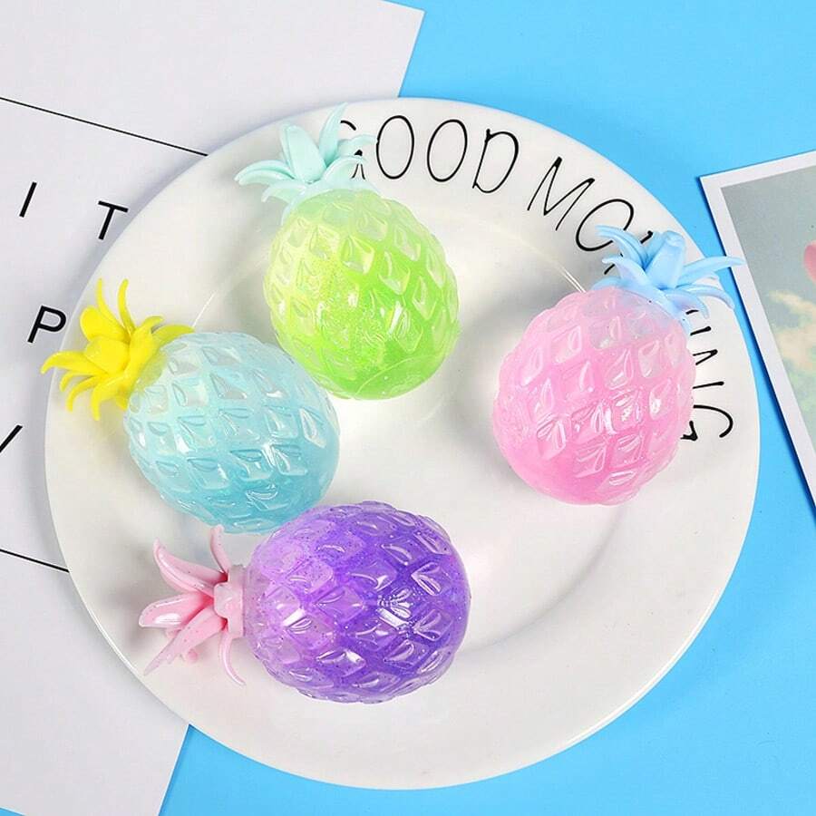 1 pieza Nuevo juguete apretable de piña con polvo dorado 2026, juguete antiestrés de frutas, regalo perfecto - Regalo interesante, regalo de cumpleaños, regalo festivo, regalo para niños