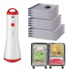 Vacbird Vacuum Storage Bags, For Travel With Rechargeable Air Pump, Carry-On Size Compression Packing Bags For Luggage And Suitcase, Space Saver For Clothes And Clothing 12 Combo Travel Size - 紅色 - 查看 1
