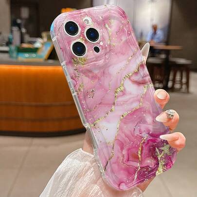 1 pieza Funda de teléfono transparente con diseño de concha de color crema con patrón de mármol, material TPU, adecuado como regalo de vacaciones, compatible con Apple iPhone Xs/Xs Max/Xr/11 12 13 14 15 16 Pro/Pro Max/14 15 16 Plus/17, unisex