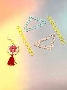 60 Stück Anfänger-freundliche Macaron Kunststoff Häkelringe Set, 3 Größen 1,0/1,2/1,4cm, bunte Strickschleifen, geeignet für Heim-Bastelabende, Haarschmuck-Herstellung und Party-Bastelprojekte - runde Markierungsschnalle - Übersicht 5