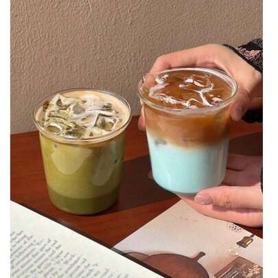 1 chiếc cốc cà phê thủy tinh kiểu dáng tối giản Ins, cốc nhỏ giọt latte, cốc đựng đồ uống chịu nhiệt cao, thiết kế dành cho quán cà phê.