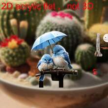 Đồ trang trí sân vườn hình chim 2D - Thiết kế chim xanh duyên dáng dưới ô dù, thích hợp cho lễ Phục sinh và các lễ hội theo mùa, trang trí sân vườn và hiên nhà ngoài trời, không cần nguồn điện, tuyệt vời cho việc làm vườn và trưng bày ngày lễ, trang trí theo mùa | Thiết kế nghệ thuật chim | Chất liệu bền ngoài trời - Nhiều màu - Xem 14