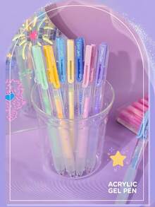 6 Colores Bolígrafos de Gel Acrílico para Dibujar, Bolígrafos de Gel Retráctiles de Pintura, Set de Bolígrafos de Marcador Acrílico con Tinta de Color para Diario, Manualidades, Útiles Escolares - Bolígrafo de gel acrílico - Ver 5
