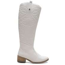Dara Women's Country Boot, Long Shaft, Zipper, Embroidered, Heel, Everyday Use - White - View 7