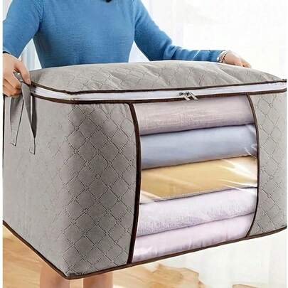 1pc Extra Large Capacity Storage Bag, Non-Woven Fabric Quilt Storage Bag, Travel & Moving Bedding Storage Packing Bag, Suitable For Seasonal Storage And Organization, Autumn Decor, Holiday Decor, Room Decor, Home Decor, Autumn Bedroom Decor, Christmas Gift