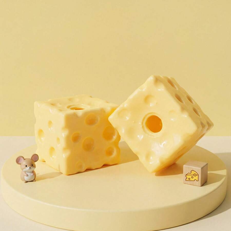 1pc 7cm Square Cheese Ball Squishy Toy, Realistic Bread Texture, TPR Shell, Suitable As Birthday, Halloween, Easter Gift