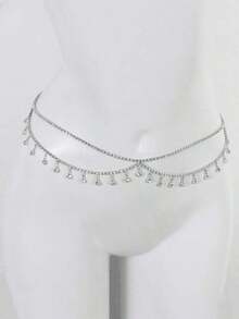 1pc Elegant Versatile Tassel & Faux Pearl Decor Waist Chain, Suitable Dresses, Weddings, Daily Wear, Dates, Parties - 黃金2 - 查看 5