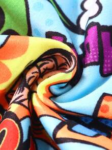 6 pièces Boxers imprimés pour hommes, motif graffiti aléatoire, sous-vêtements graphiques, convient pour Noël - Multicolore - Voir 5