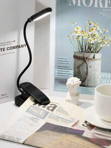 1pc Portable Battery Powered Book Light With Clip, Adjustable Lamp Arm, Suitable For Night Reading, Mini Flexible Desk Lamp For Reading Lighting And Outdoor Travel Lighting - White - View 14