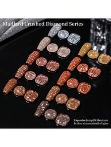 XEIJAYI 1瓶15毫升美拉德钻石凝胶指甲油，全息闪粉钻石系列凝胶指甲油，适合初学者！ - 香檳色 - 查看 7