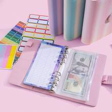 Bìa sổ tay rời 6 lỗ A6PU tiết kiệm, thiết kế thời trang, bìa đựng sổ tay cá nhân, có thể dùng làm hộp đựng tiền mặt, album ảnh và đồ dùng học tập. - A6 - Xem 10