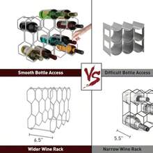 Buruis - Estante de vino para encimera Soporte de vino de 14 botellas para almacenamiento de vino blanco tinto estante de vino de metal no empotrado Estante de vino de mesa pequeño Soporte - plateado - Ver 5