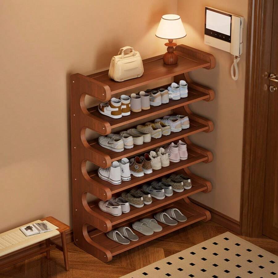 Single-Piece Bamboo Multi-Layer Shoe Rack, Space-Saving Freestanding Storage Rack, Suitable For Shoe Storage And Organization In Entryways And Dormitories. - 查看 1