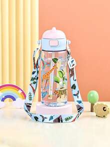 1pc 650ml Cartoon Bear Straw Water Bottle, Shatterproof Plastic Cup For Children, Preschool, Elementary Students, Infant Learning Cup (Strap Needs To Be Installed Separately) - Multicolor - View 16