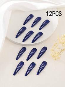 12 chiếc kẹp tóc BB hình giọt nước màu xanh hải quân 5cm | Bộ kẹp tóc thiết kế hình giọt nước trang nhã, tiện dụng để cố định tóc mái bên hông, thích hợp cho việc đi lại hàng ngày, kẹp càng cua, kẹp tóc, kẹp ghim tóc, phụ kiện tóc - Màu xanh hải quân - Xem 6