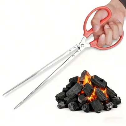1 par de 38cm Pinzas para exteriores, Pinzas para barbacoa, para agarrar madera, artículos pequeños, fogatas, picnics, chimeneas, recolección de basura, jardinería, pesca, anguilas, peces de barro y cangrejos. También adecuado para saneamiento y recolección de residuos, recolección de leña, basura de carretera y ramas.