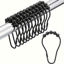 12 chiếc móc treo rèm tắm chịu lực cao, chống gỉ, được làm bằng gang với bi lăn trơn tru. - Nhiều màu - Xem 3