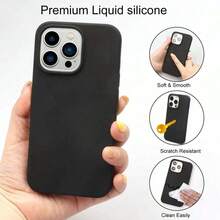 Funda de teléfono híbrida de silicona líquida TPU negra pura - Protección anti-amarilleo y tacto suave compatible con iPhone, teléfonos móviles, bolsos, accesorios móviles, fundas para teléfonos, decoración de interiores, accesorios, fundas transparentes para teléfonos, verano, correas para teléfonos, fundas para teléfonos de hombre, fundas para teléfonos negras, fundas para teléfonos rosas, fundas para teléfonos de hombre, fundas para teléfonos de mujer, protección para teléfonos móviles, accesorios de playa, regalos de fresa, fundas protectoras para teléfonos. - Estilo (1 pieza) - Ver 5
