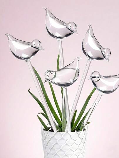 Bộ 2/4 thiết bị tưới cây tự động hình chim nhỏ trong suốt, thích hợp cho cây trồng trong nhà và ngoài trời.