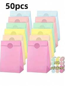 12个8英寸马卡龙色牛皮纸派对礼品袋，粉彩纸礼品袋，彩色牛皮纸糖果袋，派对回礼袋，彩虹糖果袋，彩色糖果袋，带提手小礼品袋，带提手牛皮纸袋，马卡龙色礼品袋，高品质可重复使用礼品袋，适用于生日、婚礼和小企业用品，小礼品袋，母亲节礼物，礼品，新娘送礼会，毕业派对用品（颜色随机） - 彩色 - 查看 31