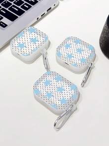 Ốp tai nghe trong suốt họa tiết chấm bi ngôi sao màu xanh dễ thương kèm móc khóa, ốp bảo vệ tai nghe không dây bằng TPU chống rơi dành cho nữ. - Nhiều màu - Xem 4