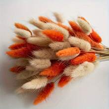116pcs Bohemian Style Dried Lagurus Ovatus Bunny Tail Grass Bouquet - Natural Orange And Beige, Suitable For Home, Wedding, Thanksgiving, And Christmas Decor - Orange (primary Color) - View 1