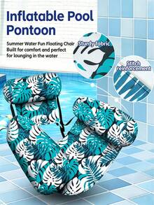 1/2/3pcs Adult Inflatable Pool Lounge Chair, Adult Water Hammock Float, Blue Floral Pattern Inflatable Pool Sofa, Portable Leisure Water Float Mat, Multi-Functional Relaxing Pool Floating Chair, Durable Waterproof Inflatable Floating Lounge Chair, Summer Water Entertainment Accessory, Suitable For Swimming Pool, Beach, Lake, Backyard, Pool Party, Outdoor Vacation, Daily Summer Water Relaxation, For Adult Use - Multiple Styles - View 8