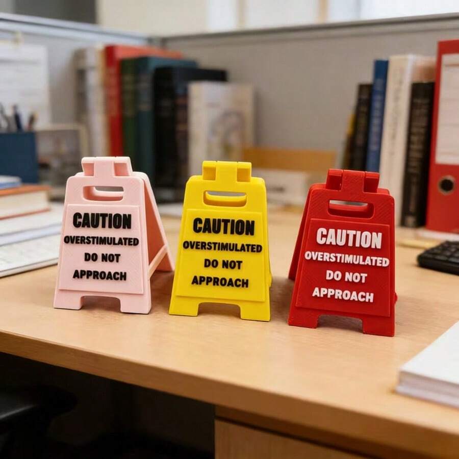 1 pezzo Cartello da scrivania carino da regalo: Attenzione: Non avvicinarsi alla scrivania, molto eccitabile, decorazione per la stanza, decorazione per la casa, articolo decorativo, accessorio per la casa - Multicolore - Visualizzare 1