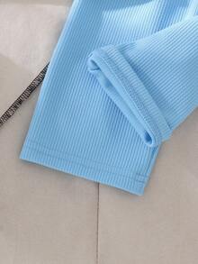 Setelan 2pcs untuk Bayi Perempuan Gaya Olahraga Kasual: Atasan Tank Pendek + Celana, Minimalis Musim Panas - Baby Blue - View 6