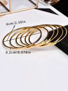 18K Gold Plated Stainless Steel Bracelet For Women, Fashionable Luxury Minimalist Basic Style Jewelry, Waterproof - Gold - 6.0 - 6.5 - View 6