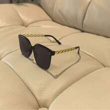 1 Pair Women's Plastic & Metal Round Full-Rim Fashion Minimalist Korean Style Classic Cool Glasses, Suitable For Music Festivals, Weekends, Outings, Golf, Driving And Other Occasions, Fashionable Accessory - màu đen - Xem 4