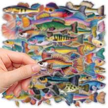 50pcs Fish Stickers For Decorating Phone Cases, Scrapbooks, Journals, Planners, Luggage, Guitars, Skateboards - Multicolor - View 8