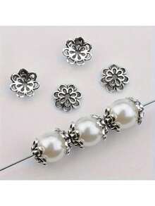 50 chiếc/100 chiếc/300 chiếc nắp hạt hoa hai lớp, nắp bịt đầu hạt rỗng chạm khắc tinh xảo, phụ kiện trang sức DIY đa năng cho bông tai, mặt dây chuyền, vòng cổ, vòng tay. - Nhiều màu - Xem 1