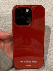 1pc Cute Minimalist Solid Color Shock-Proof Phone Case, Suitable For IPhone 17/16/15 Pro Max/13/14/12 Pro Plus/11, Fashionable Candy-Colored Protective Cover - Red - View 2