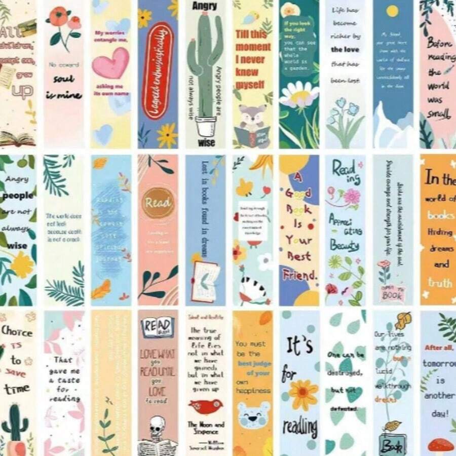 10pcs Bookmarks, Suitable For Readers As Page Markers. Applicable For School Supplies, Can Be Used As Elegant Gift Accessories With Note Cards, Girls Game, Cartoon, Scrapbooking Supplies, Room Decor Stickers, Korean Pop Music - Multicolor - View 1