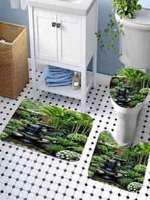 1/3/4 Stück Garten Wasserfall Landschaft Duschvorhang - Aus Polyester, maschinenwaschbar, geeignet für alle Jahreszeiten, umkehrbar, inklusive Haken, ideal für Badezimmer Dekoration | Design | Duschvorhang, Badezimmer Fenstervorhang Set, Heimdekoration, Badezimmer Accessoires - A - Übersicht 24