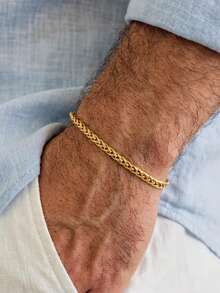 18K Gold Plated Hip Hop Street Style Gold Dragon Bone Chain Men's Bracelet, Stainless Steel Jewelry, Birthday Surprise Gift, Friendship Accessory - Keel Chain - View 1