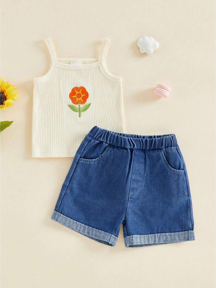 Young Girls Tank Top Co-Ords - Apricot - View 1