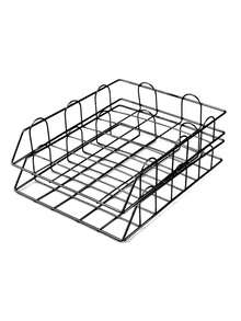 A4 Desktop File Organizer Rack, Removable Tabletop Study & Office Document Storage Metal Stand, Stackable Metal Desk Letter Tray/A4 Paper Holder, File Organizer For Office, School, Home,School Supplies,Back To School - A4桌面鍛鐵架 - 查看 11