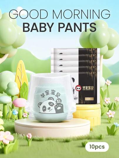 10 chiếc/gói Tã quần di động cho bé, cỡ L/XL/XXL/XXXL, thoáng khí và mềm mại, phù hợp cho cả ngày lẫn đêm.