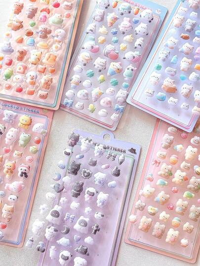 3D植绒卡通贴纸，浮雕贴纸，可用于装饰手机壳、日记本、水瓶、文具、贴纸簿——这些可爱的贴纸非常适合装饰您的电脑。