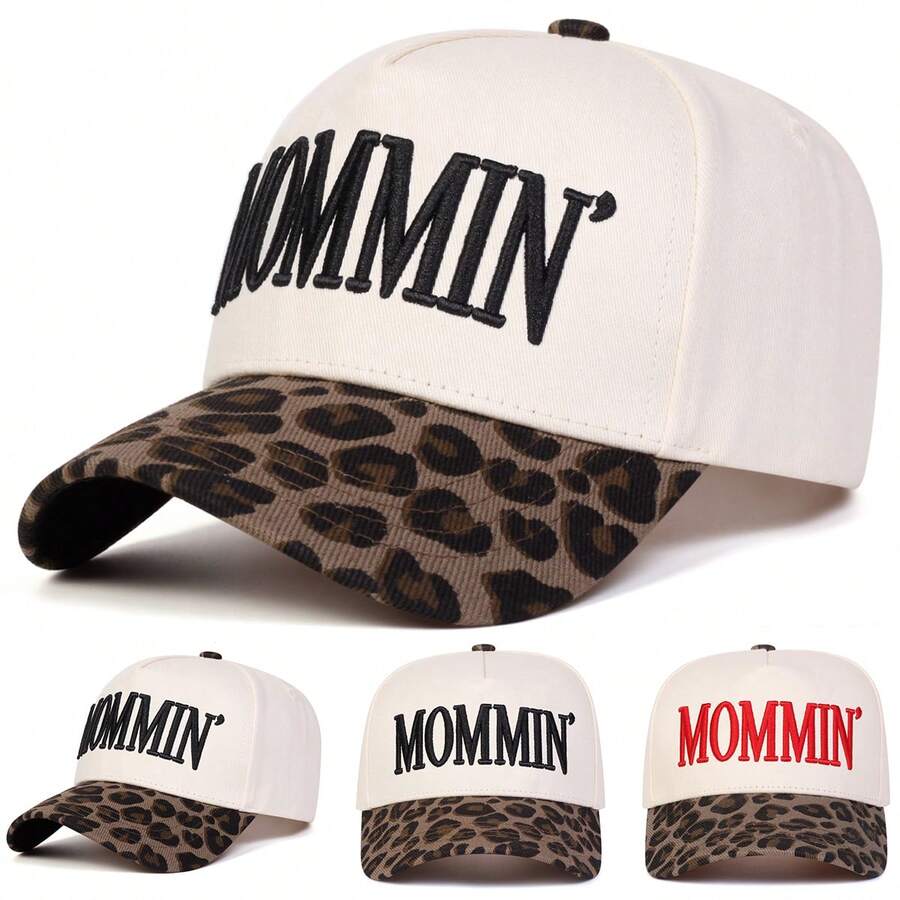 1pc Women's MOMMIN Trucker Hat, Personalized Letter Embroidery Baseball Cap, Streetwear Fashion Five-Panel Hat, Outdoor Sun Protection Casual Cap For Spring, Autumn, Travel, Beach,Summer,Holiday,Festival - Multicolor - View 1