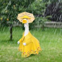 23-Inch Outdoor Lawn Garden Yard Decoration, Spring Rainy Outfit Goose Sculpture, Summer Rainy Outfit Goose Sculpture - A - View 9