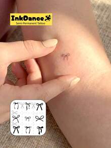 1 Set "Mini Arco" Tatuaje de Tecnología Revolucionaria, Tatuaje Semipermanente, Tatuaje Temporal, Tatuaje de Mano para Hombres, de Larga Duración, Tatuaje Realista, Resistente al Agua, Material a Base de Plantas MNF102 - Negro - Ver 2